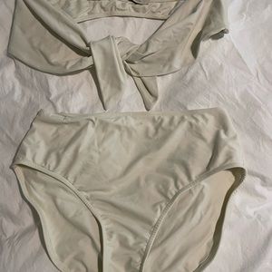 Na nin white two piece bikini bandeau top